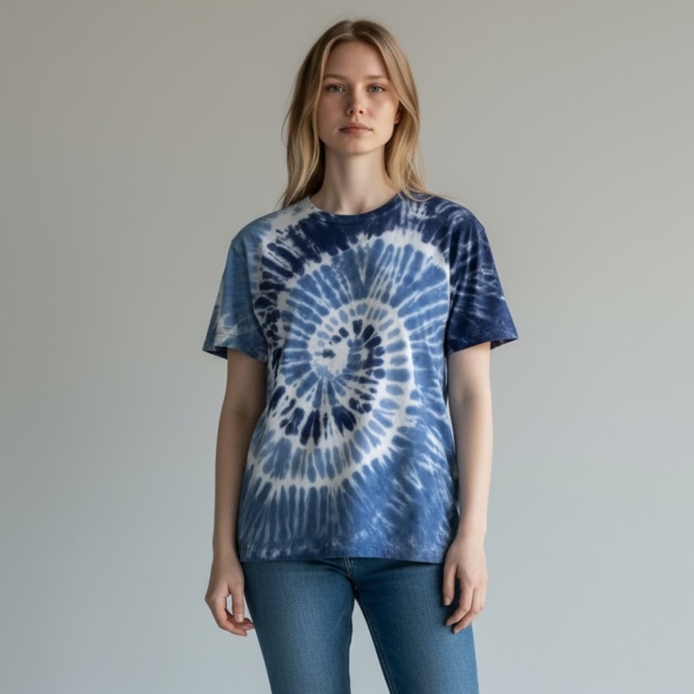 Architect Blue White‎ Tie Dye Short Sleeve T Shirt Large